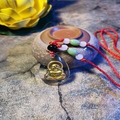 新品・送料無料！金色　恰幅の良い布袋尊　布袋様　七福神　ガラスネ...