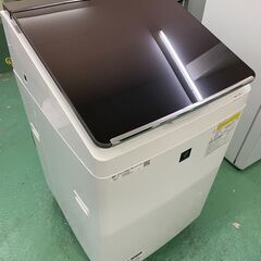 ★SHARP★タテ型洗濯乾燥機 10kg 2019年 ES-PT10C-T ガラストップ タッチパネル プラズマクラスター 生活家電 福島 郡山市 a