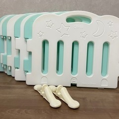 CARAZ ベビーサークル　ホワイト&ミントグリーンの画像