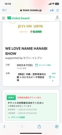 安室奈美恵花火チケット【入場特典うちわ付き】