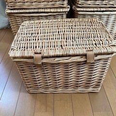 蓋付きカゴ　ラタンバスケット　6個セットの画像