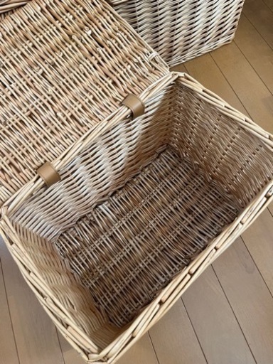 蓋付きカゴ　ラタンバスケット　6個セット