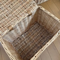 蓋付きカゴ　ラタンバスケット　6個セットの画像