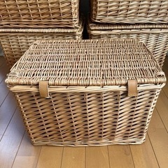 蓋付きカゴ　ラタンバスケット　大　5個セットの画像