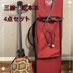 【10万円相当】沖縄 本蛇皮 三線　ハードケース等　4点セット