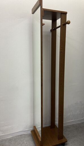 REGASTOCK 川崎店】ミラー付きハンガーラック キャスター ブラウン