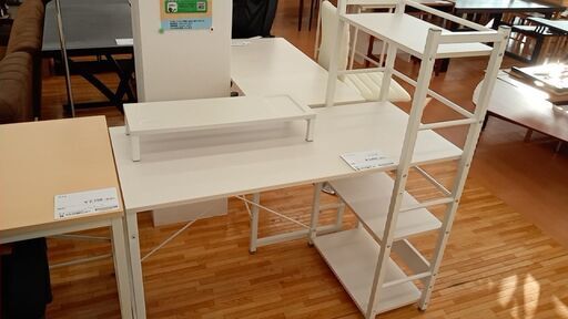 ★ジモティ割あり★ NITORI パソコンデスク モニター台付き ホワイト H115×D53×W110 クリーニング済み YJ658