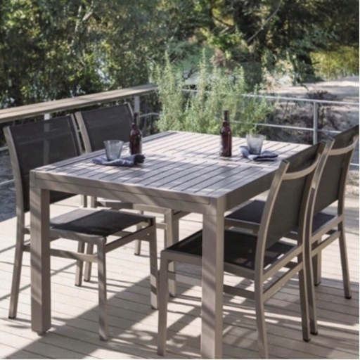 新品箱入り　ガーデン5点セット　伸長式ガーデンテーブル120 ガーデンチェア4脚セット②