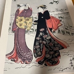 清長　浮世絵プリント　雪の真土山　名作版画　ポスター
