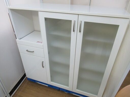 キッチンボード/食器棚/キッチン収納/ホワイト/スライド棚/115×120×40cｍ//中古品/J5986/