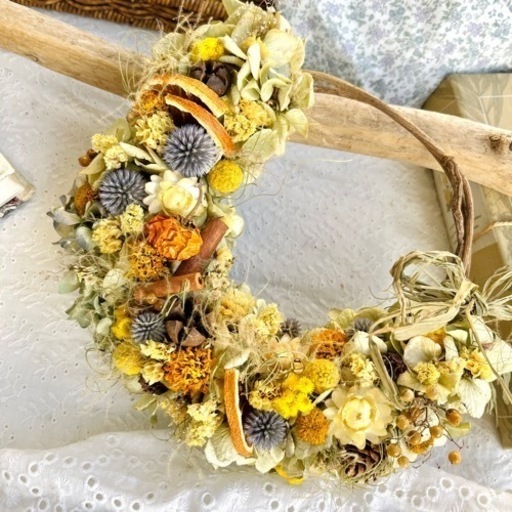 秋リース　ハロウィンリース　秋冬リース　ドライフラワーリース