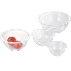 iwaki(イワキ) 耐熱ガラス ボウル  丸型 4点セット+肉たたきの画像