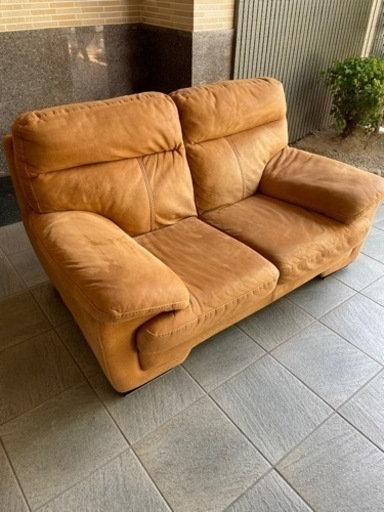 ?大塚家具✨高級スエード・レザーテックス✨2人掛けソファー?