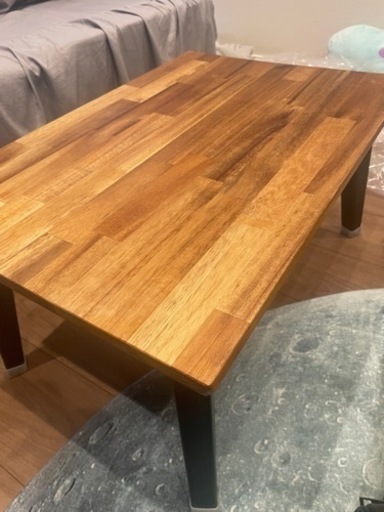 アカシア無垢集成材折りたたみローテーブル【600mm×400mm】 (くわ