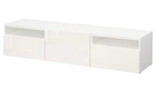イケアIKEA ベストー テレビ台, ホワイト/セルスヴィーケン ハイグロス/ホワイト, 180x42x39 cm