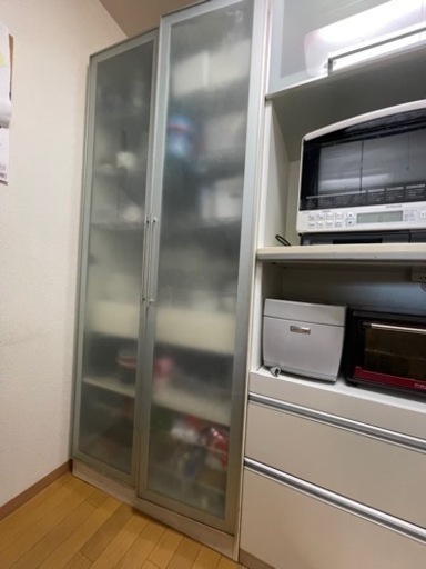 食器棚　キッチン家具　すりガラス　綾野製作所