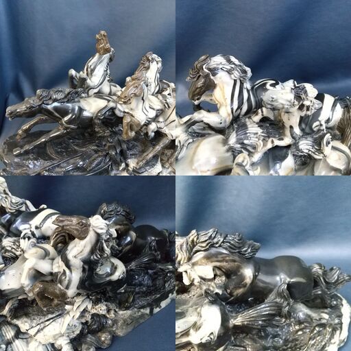 縁起物/九頭馬/オブジェ/玉石彫刻風/うまく(馬九)行く/9頭馬