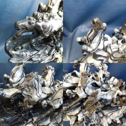 縁起物/九頭馬/オブジェ/玉石彫刻風/うまく(馬九)行く/9頭馬/風水