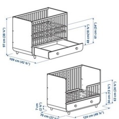 ベビーベッド美品のマットレス一式付き説明書ありIKEA ミルラ