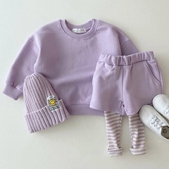 ★キッズ ベビー 長そで上下、ニコちゃんニット帽 3点セット(靴は含まれません)の画像
