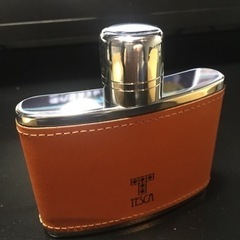 ウィスキーボトル110ml  銀+本皮