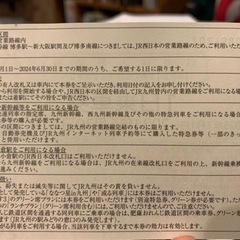 JR九州　株主優待　一日乗車券