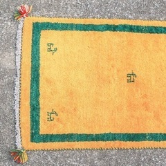 《売約済》ギャッペ　ギャッベ　絨毯　イラン　大判　玄関前　天然　ウール　100%  黄色系　イエロー系　ペルシャ　の画像