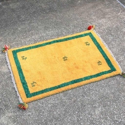 《売約済》ギャッペ　ギャッベ　絨毯　イラン　大判　玄関前　天然　ウール　100%  黄色系　イエロー系　ペルシャ