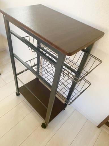 ワゴン キッチン家具 台所 収納 キッチンラック ミドルブラウン