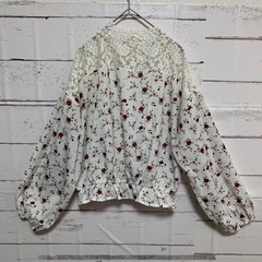 胸元レース切り替え　ブラウスの画像