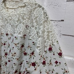 胸元レース切り替え　ブラウスの画像