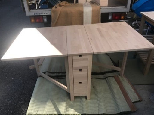 引渡済　IKEA-Norden ノールデンゲートレッグテーブル、アンテックステイン