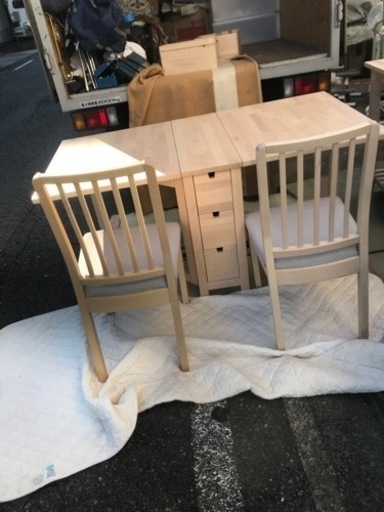 引渡済　IKEA-Norden ノールデンゲートレッグテーブル、アンテックステイン