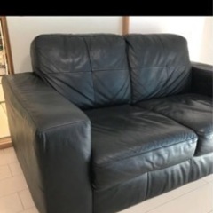 IKEA 牛革 2人掛けソファー SKOGABY 黒 ブラック