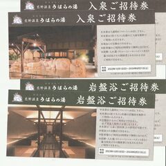 うはらの湯　入浴ご招待券岩盤浴ご招待券　ペアセット