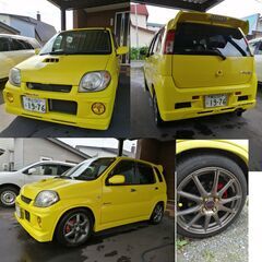 車検完全2年付！ Kei Works 4WD MT 5F リビルトエンジン載せ替え済 希少色のチャンピオンシップイエロー スズキスポーツフルエアロ ワークス 検索 アルト ミラ ミニカの画像