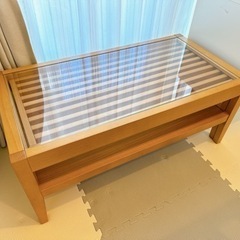 KEYUCA ケユカ ローテーブル 伸長式 ガラス 二段