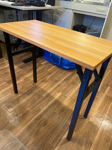 ♪木目調折りたたみテーブル　テレワーク　80×40×70 　キャンプ　DJ台　中古品♪