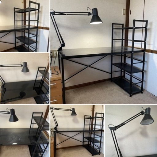【美品】ニトリ〈黒〉システム机+伸縮ライト