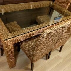 ウォーターヒヤシンス 藤 ラタン ダイニングテーブルセット バリ...