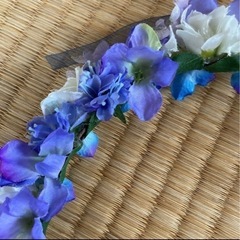 花冠　ヘッドドレス　ブートニア　セット　結婚式　フォト　青　パープル　ブルーの画像