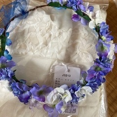 花冠　ヘッドドレス　ブートニア　セット　結婚式　フォト　青　パープル　ブルーの画像