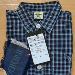 【新品未使用】90㎝　チェック柄　Yシャツ　BACK NUMBE...