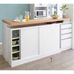 dinos(ディノス) 白い カウンター下収納 150cm 薄型タイプの画像