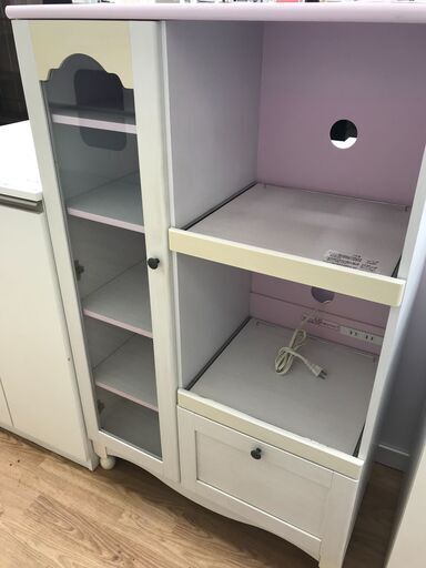 ★ジモティ割あり★  レンジ台 白 H124×W75×D40 クリーニング済み KJ3009