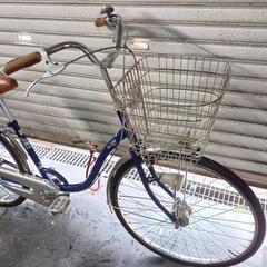自転車中古　BRIDGESTONE　ECOLO GQ　オートライト　ステンレスカゴホイール　グリップバー(ミドル)新品　リアキャリア付き(チャイルドシート取り付け可能)　鍵新品　タイヤ26インチ　カラーアメリカンブルーの画像