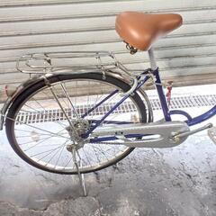 自転車中古　BRIDGESTONE　ECOLO GQ　オートライト　ステンレスカゴホイール　グリップバー(ミドル)新品　リアキャリア付き(チャイルドシート取り付け可能)　鍵新品　タイヤ26インチ　カラーアメリカンブルーの画像