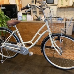 【前後タイヤ・チューブ新品！】LEDダイナモ　内装3段　26インチ自転車　オフホワイト 前後タイヤ・チューブ新品！】LEDダイナモ 内装3段 26インチ自転車