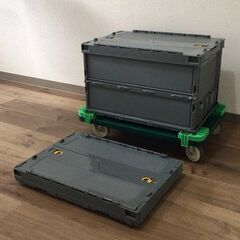 TRUSCO 薄型折りたたみコンテナ+樹脂製台車ルートバン
