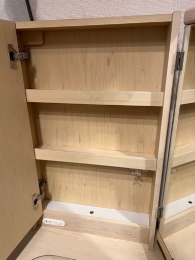 【木製化粧台】機能的かわいいドレッサー三面鏡収納イス付き